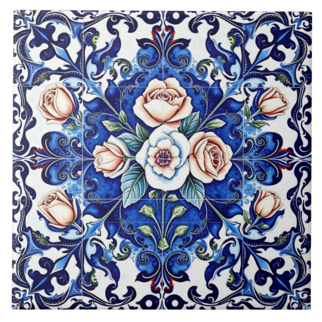 De Cerâmica azulejo mosaico rosa real (Frente)