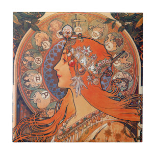 De Cerâmica Azulejo - Mulher Zodíaco Art Nouveau