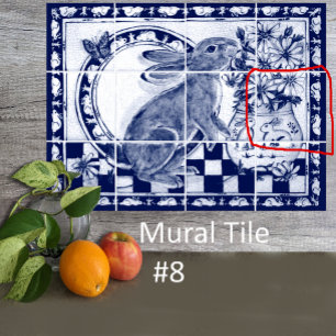 De Cerâmica Azulejo Mural Coelho Coelho Coelho Azul Dedham # 8