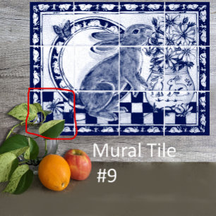 De Cerâmica Azulejo Mural Coelho Coelho Coelho Azul Dedham # 9