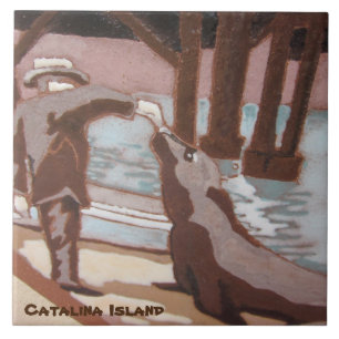 DE CERÂMICA AZULEJO MURIAL DA ILHA DA CATALINA
