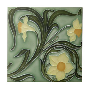 De Cerâmica Azulejo - Narcisos Art Nouveau