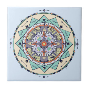 De Cerâmica Azulejo nativo da mandala dos símbolos