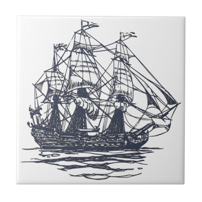 De Cerâmica Azulejo náutico do navio (Frente)