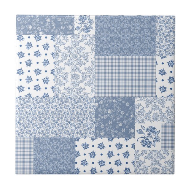 De Cerâmica Azulejo nostálgico dos retalhos do falso do azul (Frente)