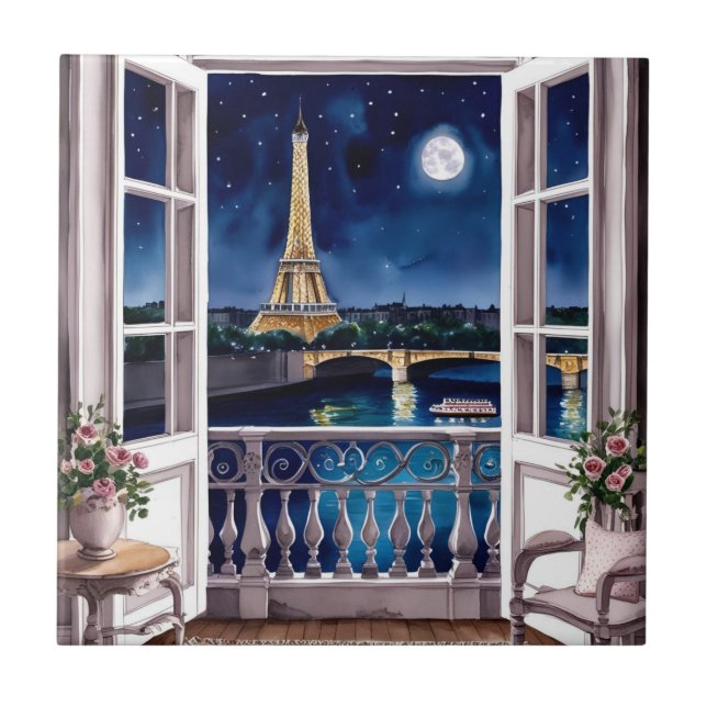 De Cerâmica Azulejo Noturno em Paris (Frente)