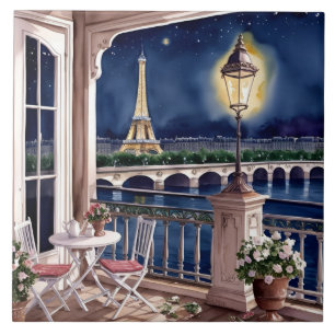 De Cerâmica Azulejo Noturno em Paris