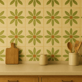 De Cerâmica Azulejo Olive Bloom – Padrão Floral Vintage