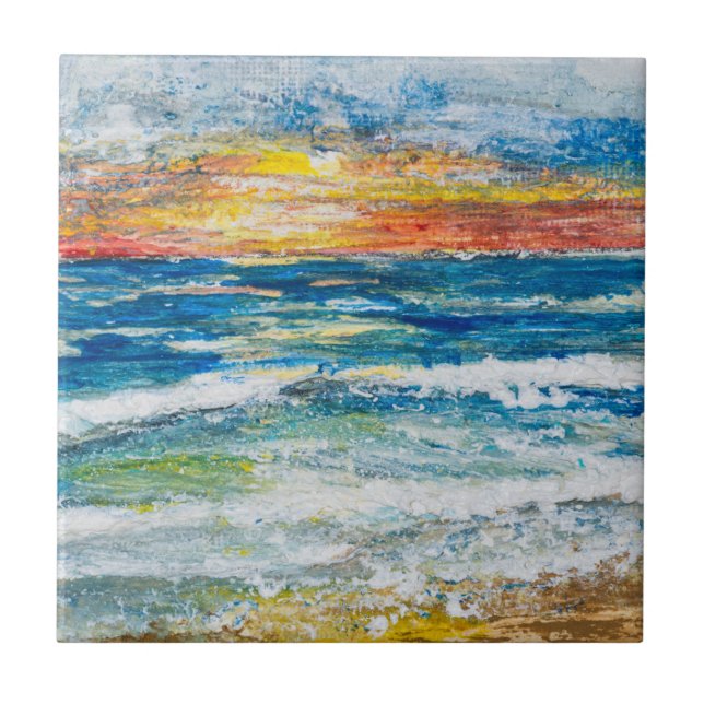 De Cerâmica Azulejo - Ondas do Mar Pôr-do-Sol (Frente)