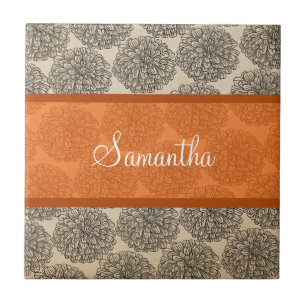 De Cerâmica Azulejo Orange Vintage Zinnia