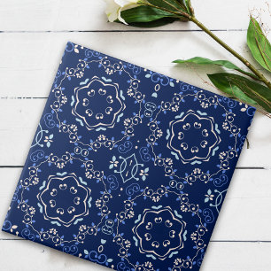 De Cerâmica Azulejo ornamentado Clássico Azul e Branco Mediter