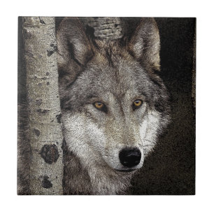De Cerâmica Azulejo ou Trivet da arte da tinta do lobo