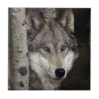 De Cerâmica Azulejo ou Trivet da arte da tinta do lobo