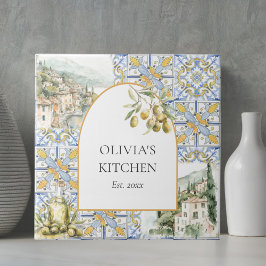De Cerâmica Azulejo Padrão Amarelo Azul Mediterrâneo Oliva