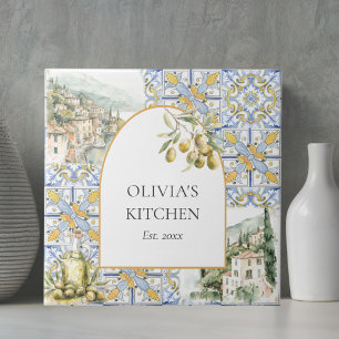 De Cerâmica Azulejo Padrão Amarelo Azul Mediterrâneo Oliva
