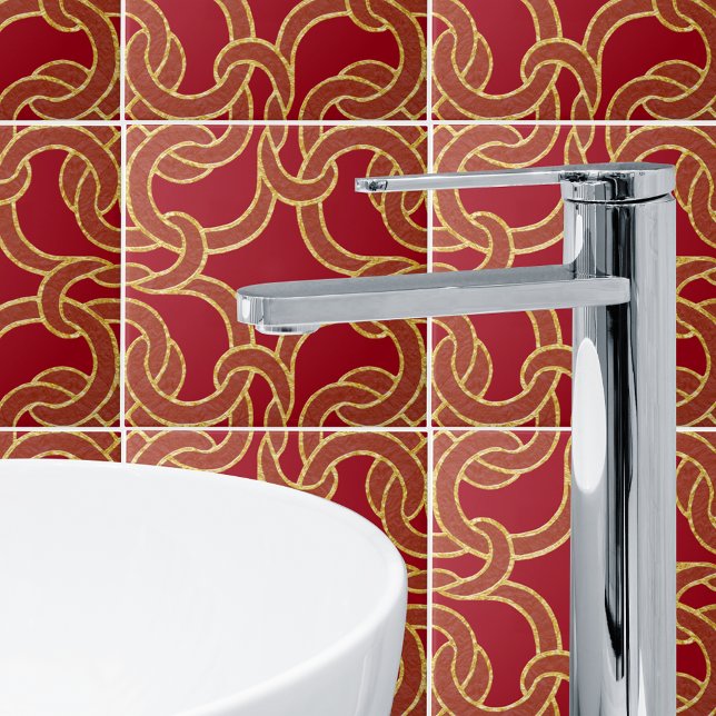 De Cerâmica Azulejo Padrão Céltico Céltico Vermelho e Dourado (Criador carregado)