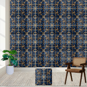 De Cerâmica Azulejo Padrão Grego Clássico Azul e Dourado