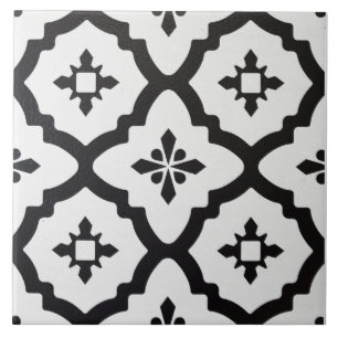 De Cerâmica Azulejo - Padrão Vitoriano Preto e Branco