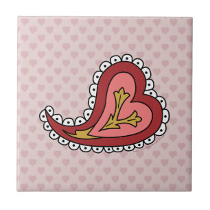 De Cerâmica Azulejo Paisley Heart