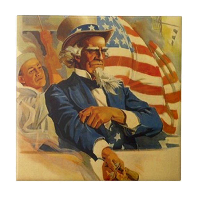 De Cerâmica Azulejo patriótico do midshipman do marinho do tio (Frente)