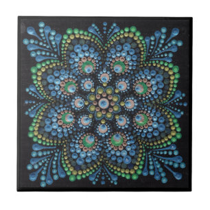 De Cerâmica Azulejo Peacock Dot Mandala