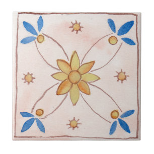 De Cerâmica Azulejo pequeno cerâmico estilo siciliano “Rosa”