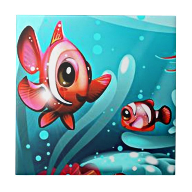 De Cerâmica Azulejo pequeno dos peixes dos peixes grandes (Frente)
