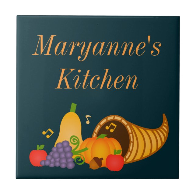De Cerâmica Azulejo Personalizado da Autumn Cornucopia (Frente)