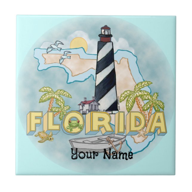 De Cerâmica Azulejo personalizado do farol da Flórida (Frente)