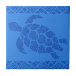 De Cerâmica Azulejo polinésio Trivets da tartaruga do Tapa