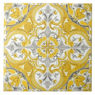 De Cerâmica Azulejo Português Amarelo e Branco