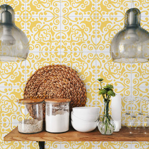 De Cerâmica Azulejo Português do Mediterrâneo Amarelo Branco 3