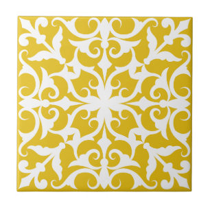 De Cerâmica Azulejo Português Mediterrâneo Amarelo&Branco