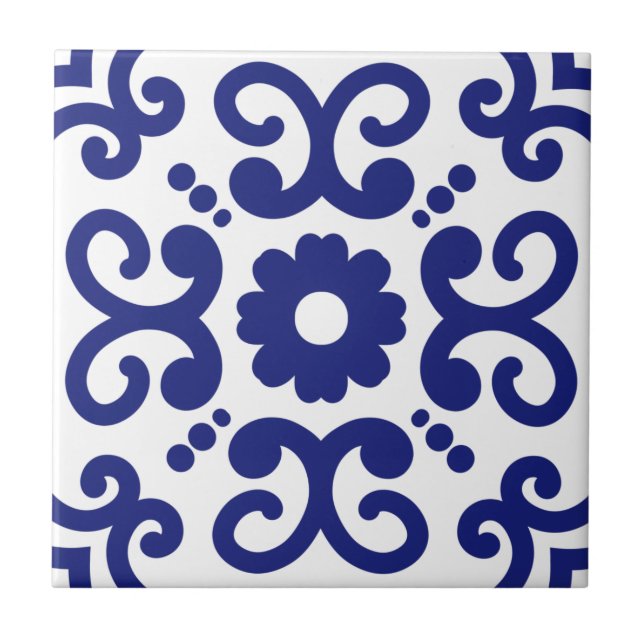 De Cerâmica Azulejo Português Mediterrâneo Azul Branco 03 (Frente)