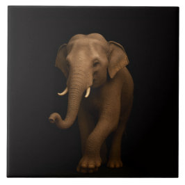 De Cerâmica Azulejo Preto 4 Luxe com Elefante Indiano Gentil
