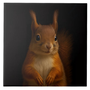 De Cerâmica Azulejo preto 4 Luxe com Esquilo Vermelho