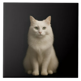 De Cerâmica Azulejo Preto 4 Luxe com Gato Angora Turco