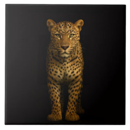 De Cerâmica Azulejo Preto 4 Luxe com Leopardo Majestoso