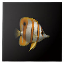 Azulejo Preto 4 Luxe com Peixe-Butterfly do Recife