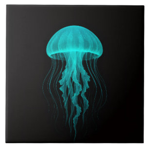 De Cerâmica Azulejo Preto 4 Luxo com Água-viva Neon Verde