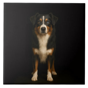 De Cerâmica Azulejo Preto 4 Luxo com Australian Shepherd Sábio