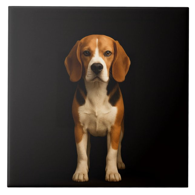 De Cerâmica Azulejo Preto 4 Luxo com Beagle Gentil (Frente)