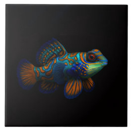 De Cerâmica Azulejo Preto 4 Luxo com Peixe Dragão Mandarin
