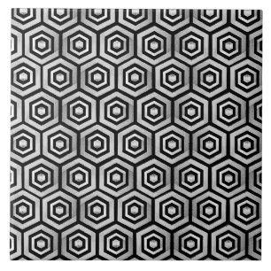 De Cerâmica Azulejo Preto Branco Padrão Geométrico Hexagonal