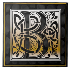 De Cerâmica Azulejo preto celta da inicial do monograma da