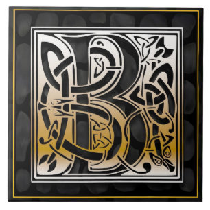 De Cerâmica Azulejo preto celta da inicial do monograma da