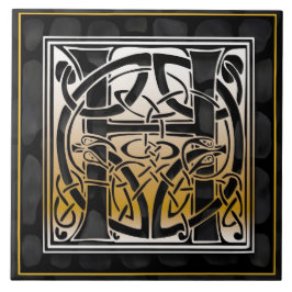 De Cerâmica Azulejo preto celta da inicial do monograma da