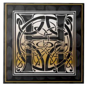 De Cerâmica Azulejo preto celta da inicial do monograma da