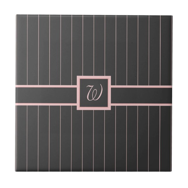 De Cerâmica Azulejo Preto com Listras Cor-de-Rosa (Frente)