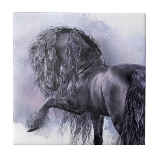 De Cerâmica Azulejo preto da arte da pérola (Frente)